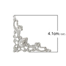 10 Silver Tone Flat Vintage Style Filigree Embellishment Findings  fil0050a