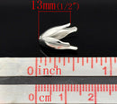 25 Silver Plated TULIP FLOWER Metal Bead Caps, 13x8mm  fin0311a
