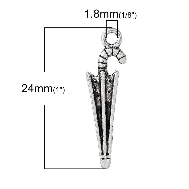 10 Antique Silver RAIN UMBRELLA Charm Pendants  chs1437