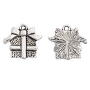 10 Antique Silver Wrapped CHRISTMAS PRESENT Charm Pendants  chs1438