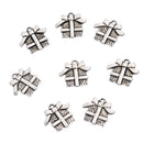 10 Antique Silver Wrapped CHRISTMAS PRESENT Charm Pendants  chs1438