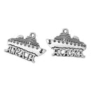 5 Antique Silver Cutout "Alaska" CRUISE SHIP Charm Pendants  chs1446
