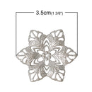 20 Silver Tone Filigree FLOWER Metal Embellishment Findings  fil0051a