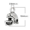 5 Antique Silver 3D FOOTBALL Helmet Charm Pendants  chs1447