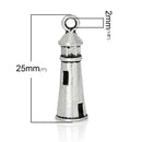 10 Antique Silver 3D LIGHTHOUSE Charm Pendants  chs1454