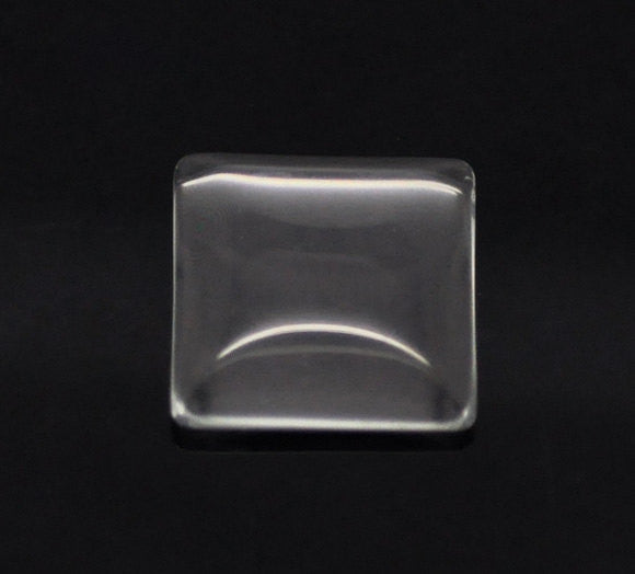 10 Clear SQUARE Glass Dome Seals 25x25mm, 1" for Cabochons, Pendants, Charms,  Scrapbooking cab0300