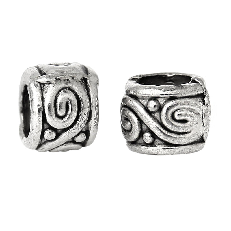 50 Antique Silver Carved SWIRL Metal Spacer Beads, 4x3mm  bme0291a