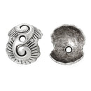 20 Antique Silver CLAM SHELL Metal Bead Caps, 13x11mm  fin0315