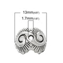 20 Antique Silver CLAM SHELL Metal Bead Caps, 13x11mm  fin0315