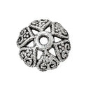 25 Antique Silver HEART Pattern Metal Bead Caps, 8x8mm  fin0316a