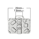 3 Large Antique Silver TRAVEL SUITCASE Charm Pendants  chs1456