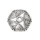 20 Antique Silver SWIRL Pattern Metal Bead Caps, 16x15mm  fin0319