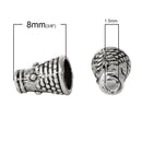 30 Antique Silver Textured CONE Metal Bead Caps, 8x6mm  fin0320a