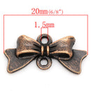 10 Antique Copper BOW 2-Hole Charm Connector Links, 20x10mm  chc0024
