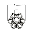 1000 Bulk Package Antique Silver FLOWER Metal Bead Caps, 6x6mm  fin0318b