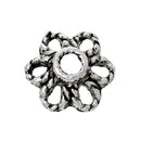 50 Antique Silver FLOWER Metal Bead Caps, 6x6mm  fin0318a
