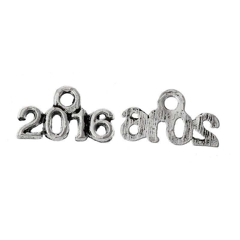 10 Antique Silver 2016 Graduation Charm Pendants  chs1471