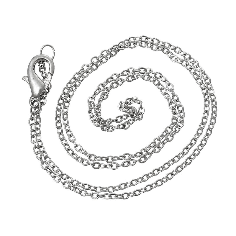 20 Silver Tone Cable Link Chain Necklaces with Lobster Clasp, 43cm long  fch0111