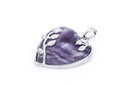 1 Amethyst Gemstone Heart Pendant with Silver Flower Accents and Bezel cgm0034