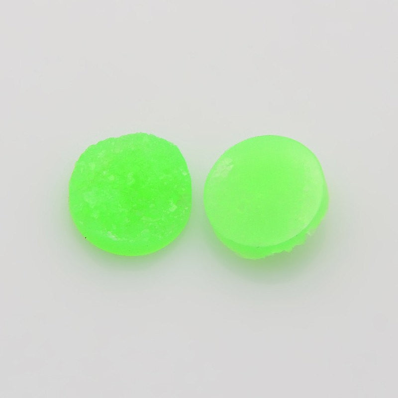 10 Round Resin LIME GREEN DRUZY Cabochons, 12mm  cab0225