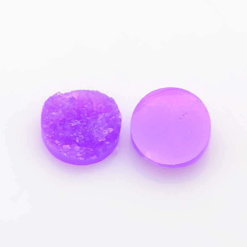 10 Round Resin GRAPE PURPLE DRUZY Cabochons, 12mm  cab0224