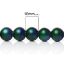 40 Round Glass Beads, Matte Metallic BLUE GREEN  10mm  bgl0803