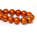 40 Round Glass Beads, Matte Metallic ORANGE  10mm  bgl0804