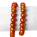 40 Round Glass Beads, Matte Metallic ORANGE  10mm  bgl0804