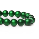 40 Round Glass Beads, Matte Metallic EMERALD GREEN  10mm  bgl0806