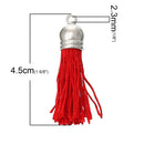 30 Mixed Color Thread Tassel Charm Pendants, SILVER base, 4cm long  cho0100