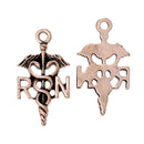 10 Antique Copper RN NURSE Charm Pendants  chc0032