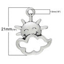 10 Antique Silver Smiling SUN and CLOUD Charm Pendants  chs1524
