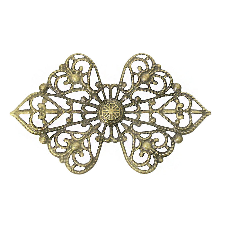 50 Antique Bronze Bow Shape Filigree Embellishment Findings, 8.5x5.3cm  fil0052b