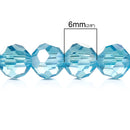 50 Faceted Round SKY BLUE AB Glass Crystal Beads, 6mm  bgl0830