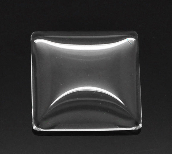 5 Large Clear SQUARE Glass Dome Cabochons, 30x30mm (1-1/8x1-1/8")  cab0229