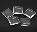 5 Large Clear SQUARE Glass Dome Cabochons, 30x30mm (1-1/8x1-1/8")  cab0229
