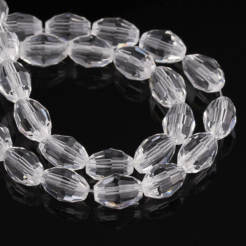 24 CLEAR Faceted Oval Glass Crystal Beads, 8x6mm  bgl0865