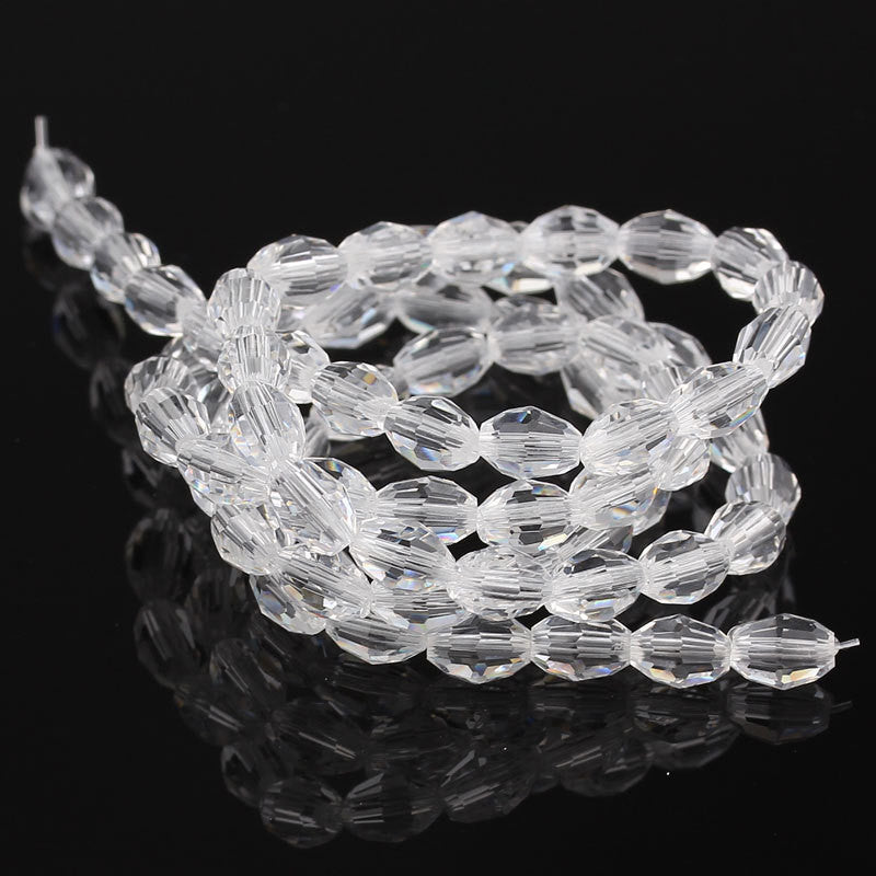 24 CLEAR Faceted Oval Glass Crystal Beads, 8x6mm  bgl0865