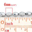 1 Strand SILVER PLATED Faceted Oval Glass Crystal Beads, 6x4mm  bgl0867