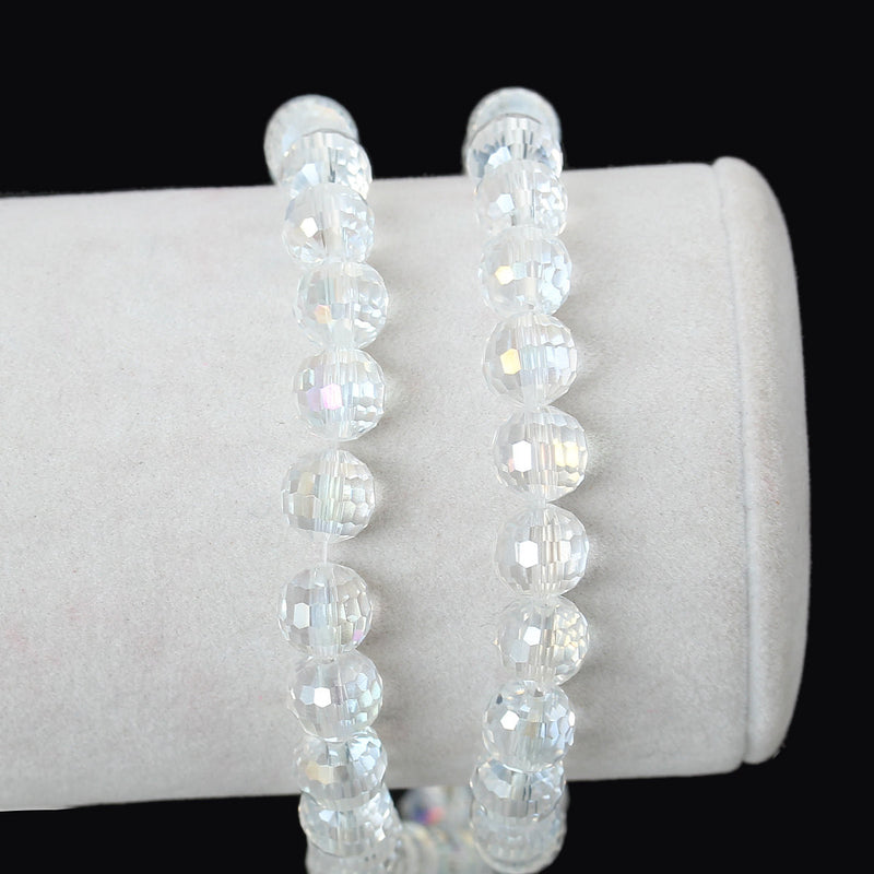 25 Faceted CLEAR AB Glass Crystal Beads 8mm  bgl0877