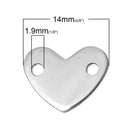 10 Stainless Steel Metal HEART Connector Links, stamping blanks, 14x11mm  msb0174
