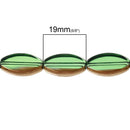 19x10mm EMERALD GREEN OVAL Glass Beads Electroplated with Gold Metallic Edge Plating, about 17 beads, bgl0863