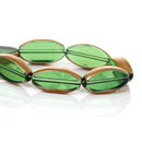 19x10mm EMERALD GREEN OVAL Glass Beads Electroplated with Gold Metallic Edge Plating, about 17 beads, bgl0863