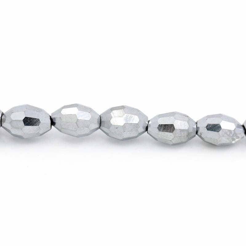 1 Strand SILVER PLATED Faceted Oval Glass Crystal Beads, 6x4mm  bgl0867