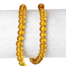 1 Strand Round Glass Beads, GOLDEN YELLOW  6mm  bgl0873