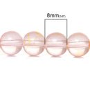 1 Double Strand LIGHT PINK with Golden Yellow Speckled Drizzle Design, Glass Beads 8mm  bgl0875