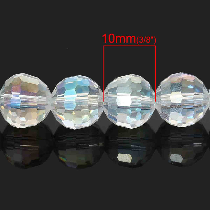 25 Faceted CLEAR AB Glass Crystal Beads 10mm  bgl0876