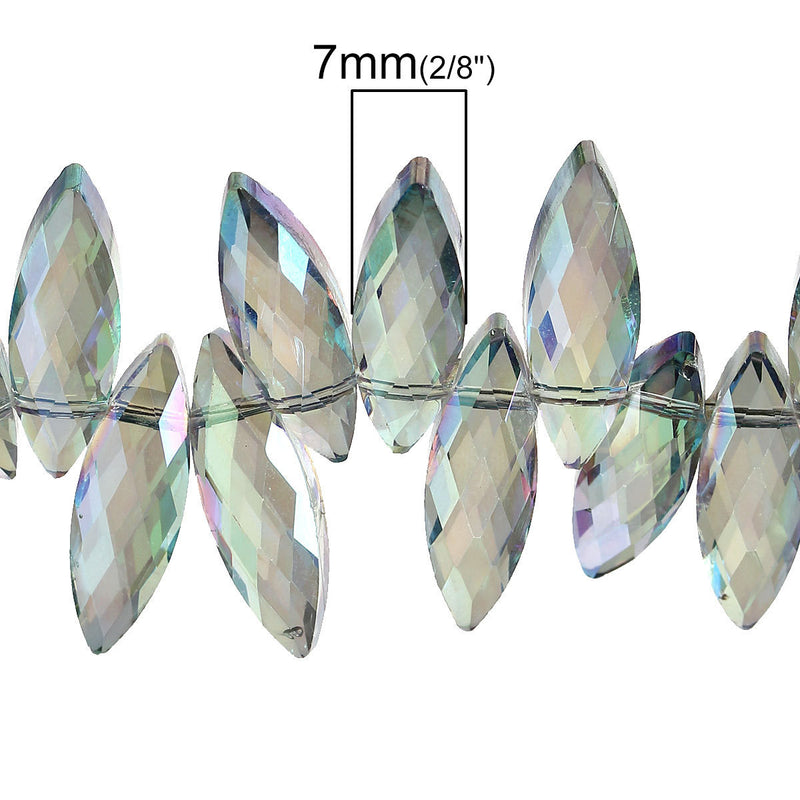 10 Faceted NORTHERN LIGHTS AB Glass Crystal Drop Beads, top drilled 22x7mm, bgl0879