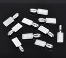 6 Silver plated rectangle textured glue on bails for pendants for tiles . mah jongg tiles . dominoes fba0048