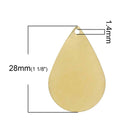 10 Gold Brass Sheet Metal Stamping Blanks, TEARDROP, 28X19mm, 26 gauge msb0179